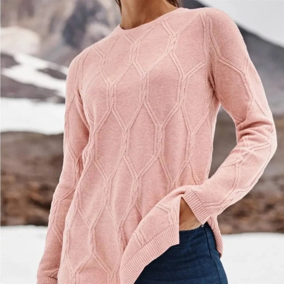 NWT J Jill Womens 1X Mink Pink Cable Crewneck Sweater Pullover Spring Soft New - Picture 3 of 10